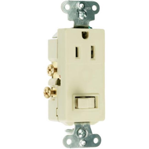 Pass & Seymour 681ICC6 Switch & Outlet, 15A, 125V, Ivory