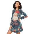 thumbnail image 3 of FORMRS Womens Long Sleeve Nightgowns Crew Neck Sleep Shirt Soft Pajamas Sizes S-3XL, Blue Christmas Santa, 3 of 8