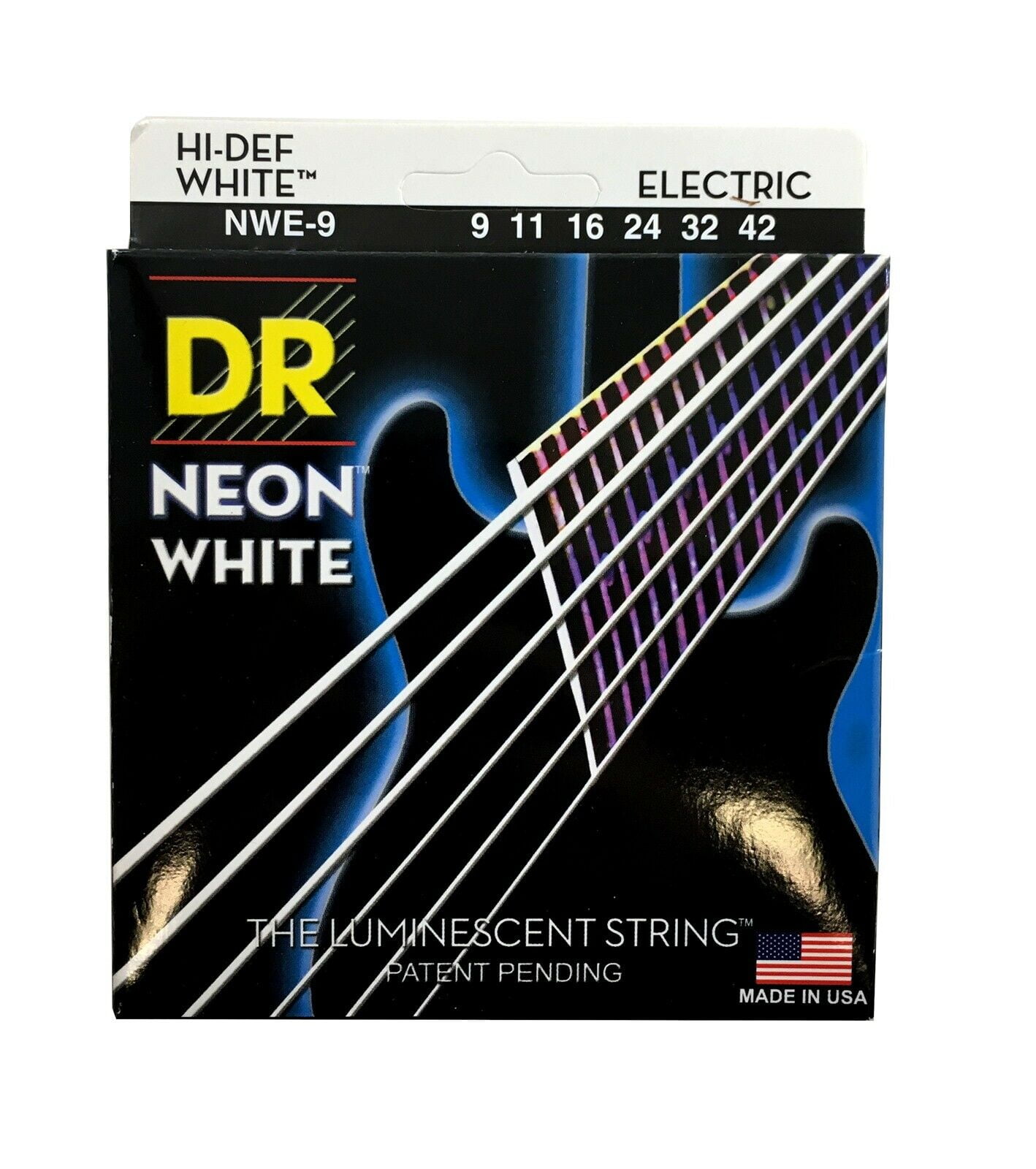 DR Strings Guitar Strings Electric Neon White 0942 Light