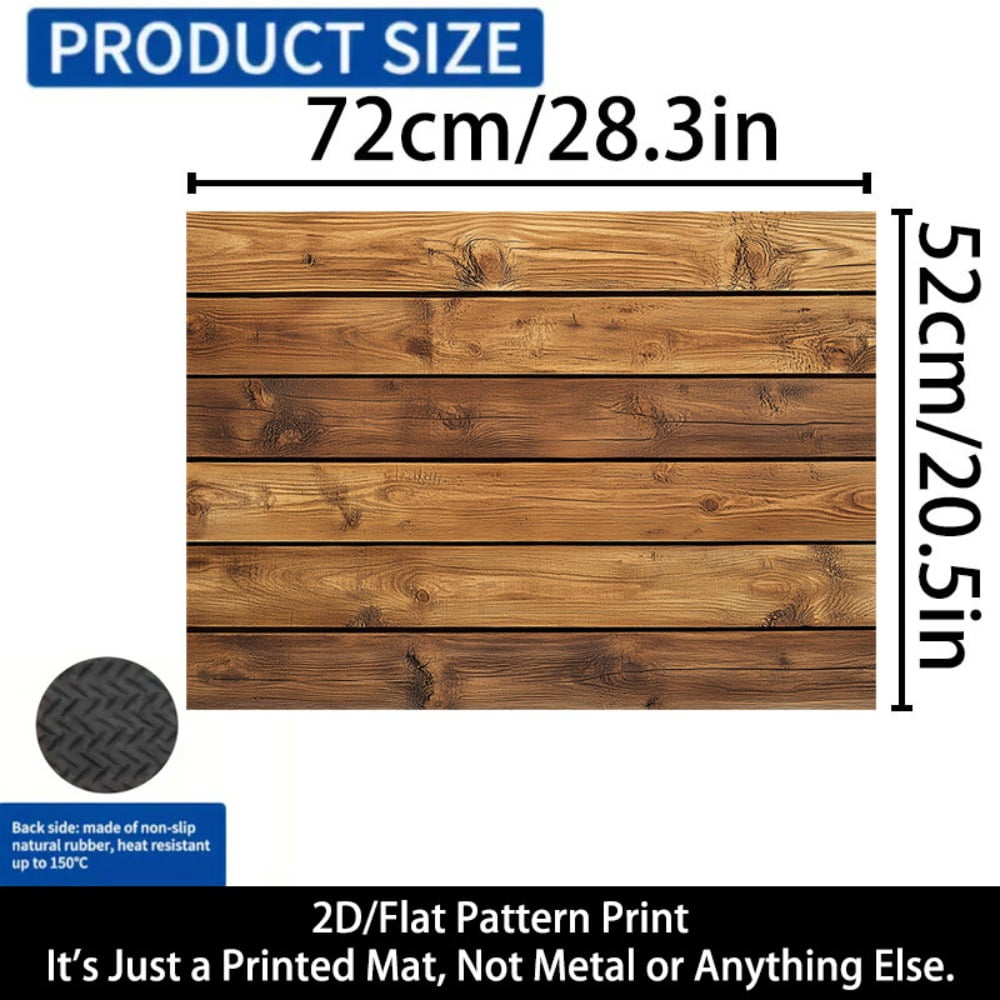 2D Flat Stove Cover Protector, Wood Grain Pattern Kitchen Counter Cover Mat, Scratch Resistant Stove Top Cover, Multipurpose Surface Protection Pad, 28.3 x 20.5 Inches