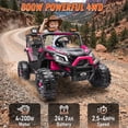 thumbnail image 5 of Joyracer 4WD 24 Volt Ride on Toys, Power Truck Wheels with 2 Seaters, Holiday Gift with Remote, LED Light, Bluetooth, Pink, 5 of 12
