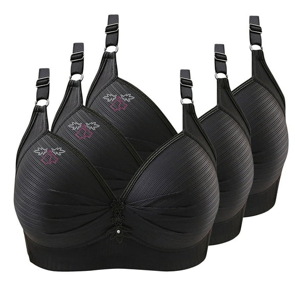 ATENAR Bras for Women,Wireless Bras for Women,Womens Bras,Stretch Fabric,Breathable,Solid,Nylon,Black,XL