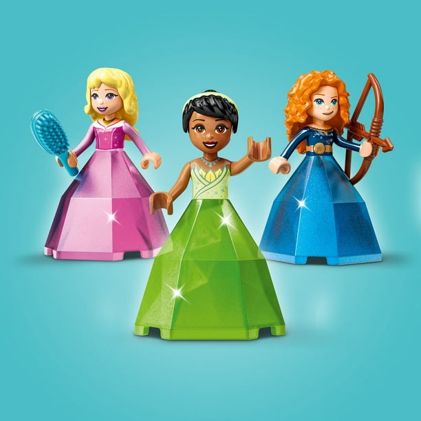 LEGO Disney Princess Aurora, & Tiana's Enchanted Creations 43203 Diamond Dress Set with 2 Buildable Jewelry Boxes, Pencil DOTS Bracelet Mini-Dolls Walmart.com
