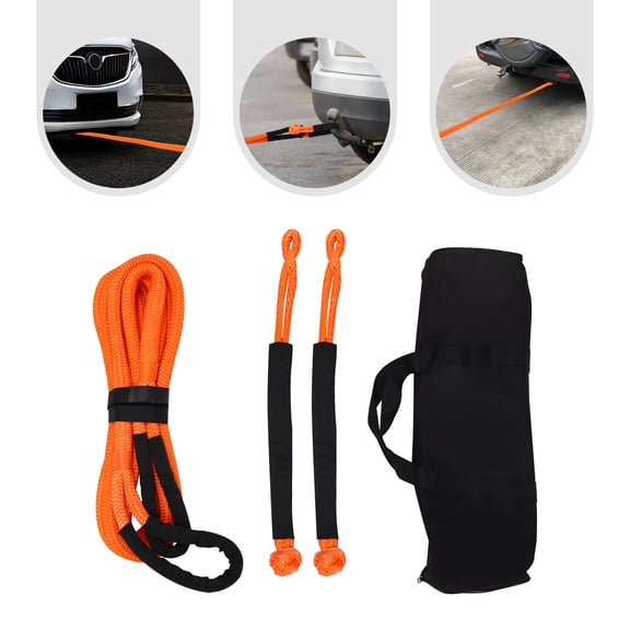 LiHUiee 30580lbs Towing Ropes w/Soft Shackles Elasticity Recovery Rope Road Recovery Kit for Vehicle, Vessel