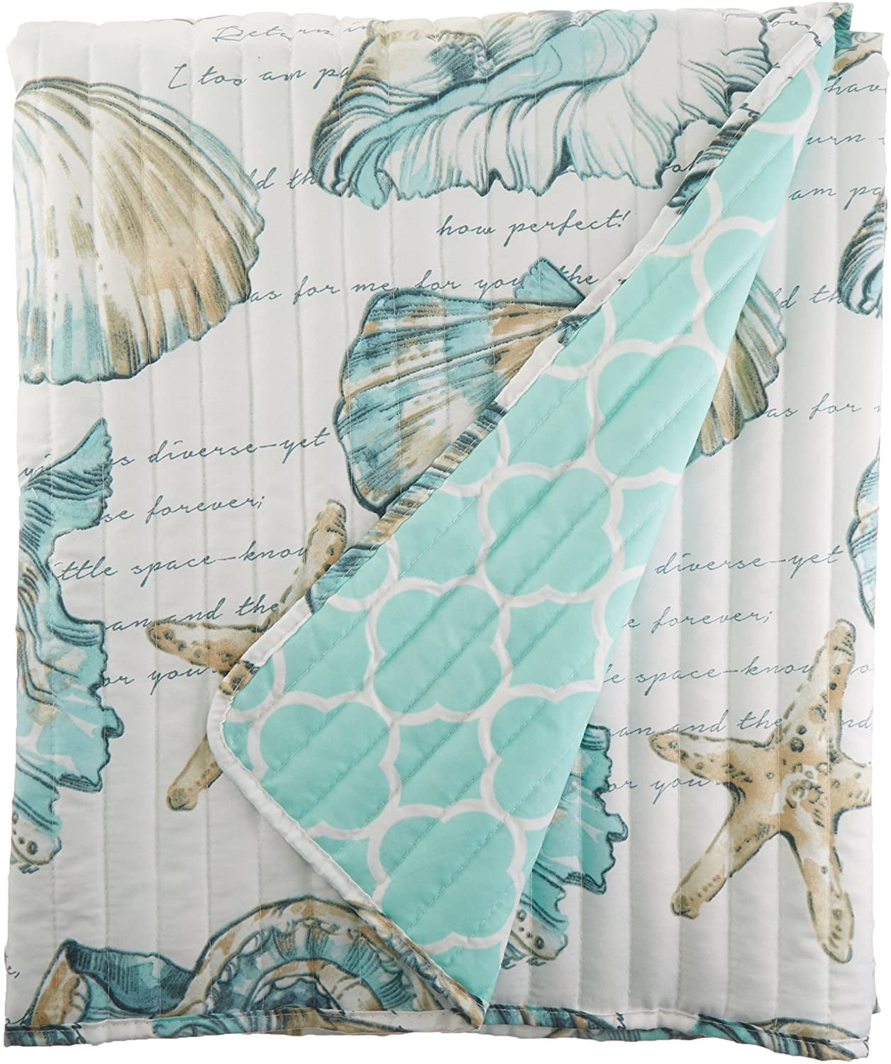 Global Trends Coastal Seashell Quilted Throw Blanket