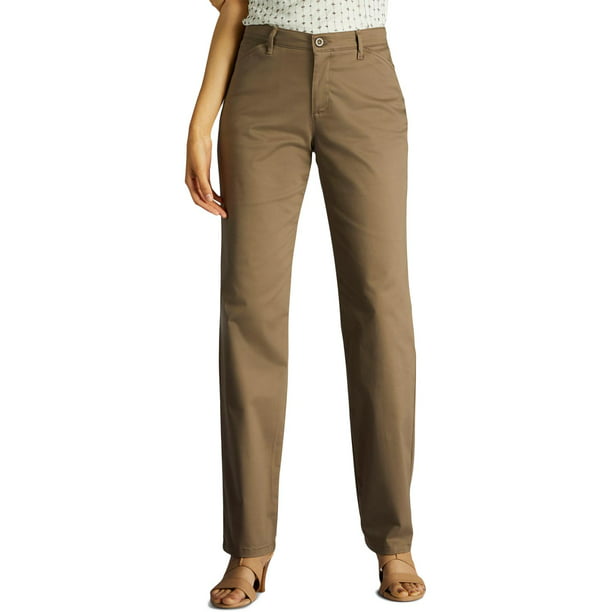 Lee Womens All Day Relaxed Fit Mid Rise Straight Leg Pants 
