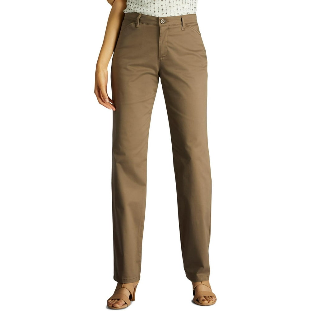 Lee - Lee Womens All Day Relaxed Fit Mid Rise Straight Leg Pants ...