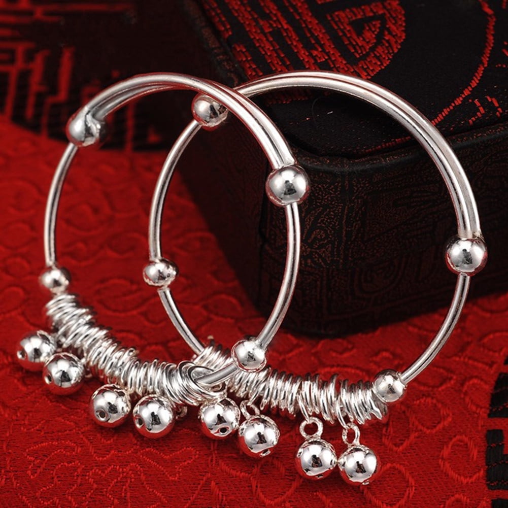 925 Sterling Silver Expandable Scalloped Identity Baby Bangle - Etsy