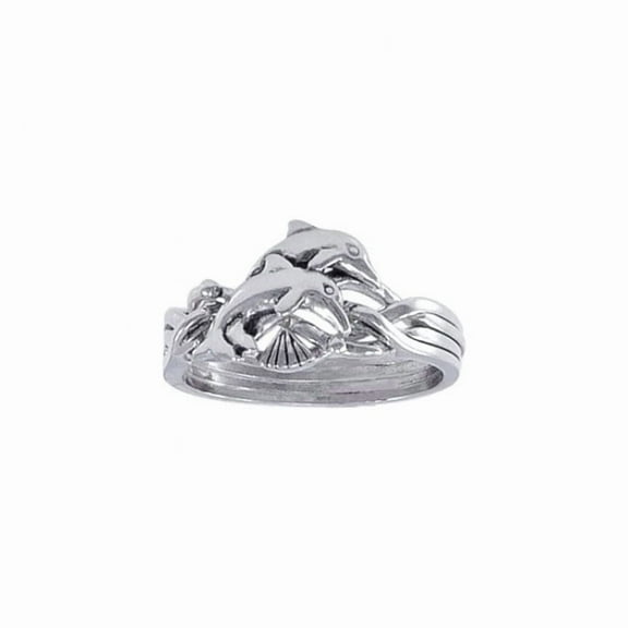 Dolphin 925 Sterling Silver Puzzle Ring Fine Sea Life Ocean Jewelry