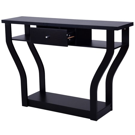 Black Accent Console Table Sofa Entryway Hallway Hall Furniture W