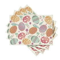 Sm:)e Watercolor Eggs Floral Easter Placemats Set of 4, 12x18 Inch Table Mats for Party Kitchen Dining Decoration
