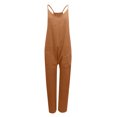 thumbnail image 2 of ZAZYULZ Summer Jumpsuits Womens Casual Summer Jumpsuit Sleeveless Loose Solid Color Comfortable Strap Loose Jumpsuit Pocket Jumpsuit(Brown,Xxxxl), 2 of 4