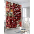 thumbnail image 3 of Fsddascl Red Plaid Christmas Shower Curtain Set - Extra Long 72" x 96" Washable Bathtub Curtain with 12 Hooks, Xmas Botanical Birds Poinsettia Balls Waterproof Fabric Shower Curtains for Bathroom, 3 of 6