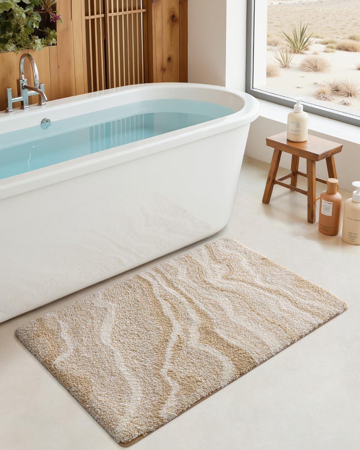 Bathroom Rug Mat 24x36, Soft and Absorbent Marble Bath Mat, Non Slip Machine Washable Bath Rugs for Shower Floor, Tub, Sink, Grey and White