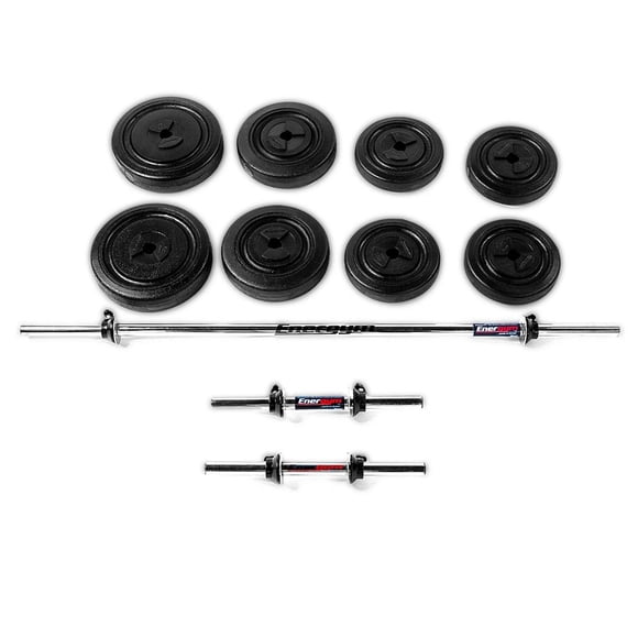 Kit de pesas Barra Recta, Mancuernas y Discos 28 KG Energym 9035