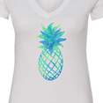 thumbnail image 4 of Inktastic Blue and Green Pineapple Women's V-Neck T-Shirt, 4 of 5