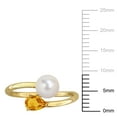 thumbnail image 2 of Everly Women's Cultured Freshwater Pearl and 3/8ct TGW Citrine Yellow Silver Open Ring, 2 of 9