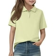 thumbnail image 2 of TQWQT Beige Polo Shirt Size 9-10 Girls Collared Short Sleeve T Shirt Lightweight Moisture Wicking Polo Casual 3 Buttons Outfits 140, 2 of 6