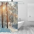 thumbnail image 2 of JOOCAR Snow Forest Shower Curtain Winter Christmas Farmhouse Rustic Nature Tree Sunshine Bath Curtains Set Waterproof Fabric Decorative for Christmas Bathroom Tub with 12 Plastic Hooks 72 X 72 Inches, 2 of 7