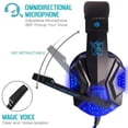 thumbnail image 5 of Casque de Jeu Supra-Auriculaire avec Micro et Lumière LED pour Ordinateur Portable Cellulaire PS4, Bleu, 5 of 5