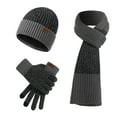 thumbnail image 2 of Tejiojio Winter Gloves for Men Women Three Pieces Of Warm Autumn And Winter Suit Mixed Color Knitted Woolen Thick Hats, Scarves And Gloves, 2 of 9