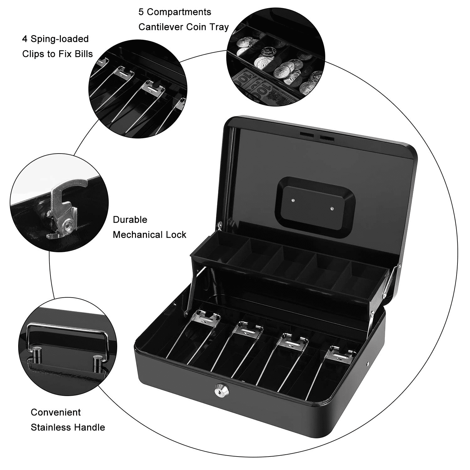 Key Lock Small Safe Chest For Money Jewelry Documents Black Cash Box With Key Lock,Small Portable Safe Metal Money Box With Key Used Jewelry Safes