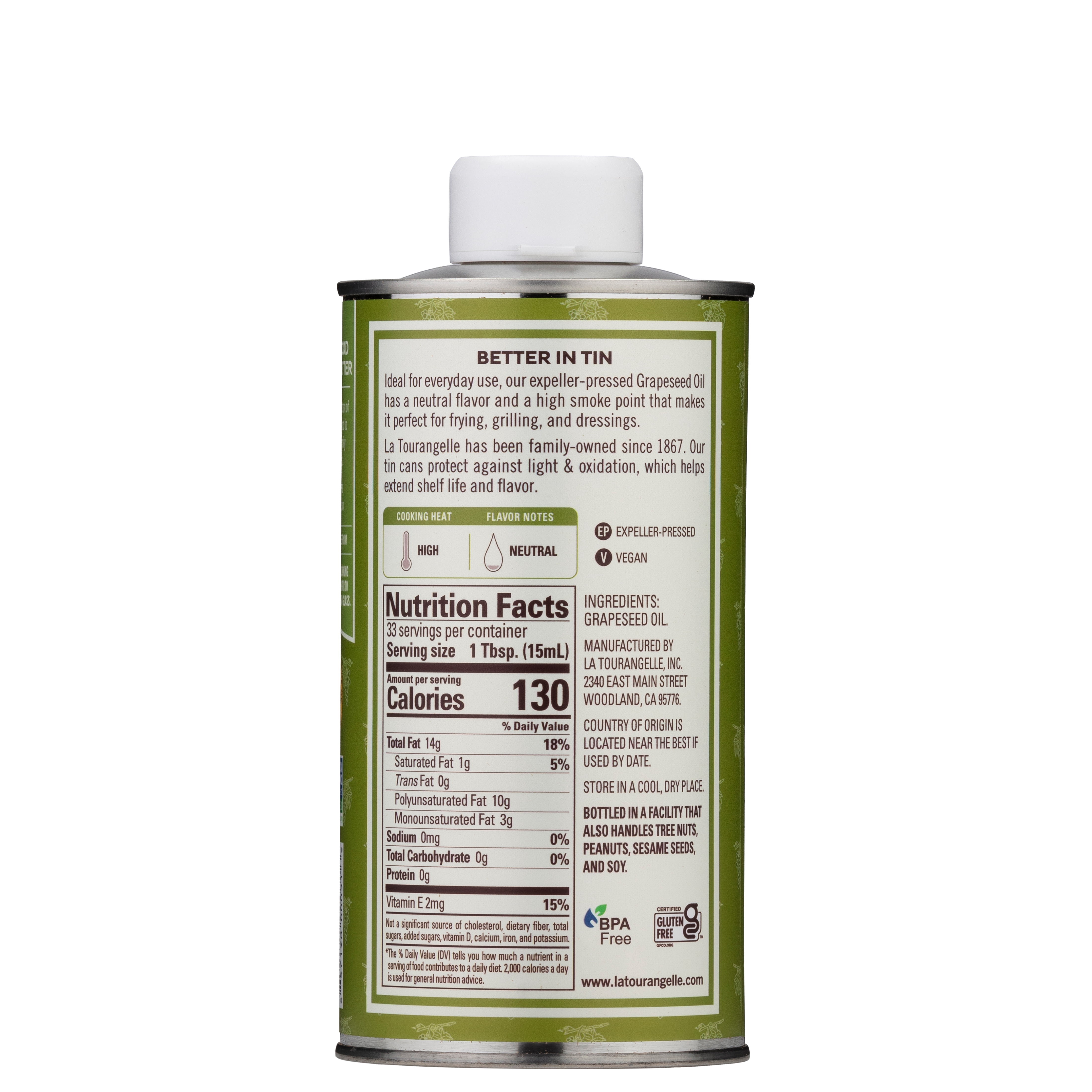 (3 pack) La Tourangelle Grapeseed Oil, Expeller-Pressed 16.9 fl oz