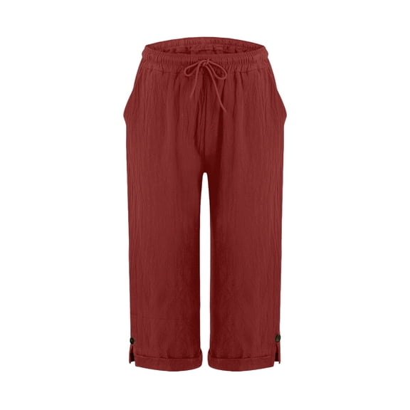 Casual Pants for Women Women's Fashionable And Casual Summer Elastic High Waisted Solid Color Cotton And Linen Loose Trousers