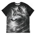 thumbnail image 3 of LAOLIUSN Men's 3D Wolf Graphic T-Shirt, All Over Print Animal Tee, Mystical Galaxy Wolf Short Sleeve Crew Neck Shirt, L, 3 of 7