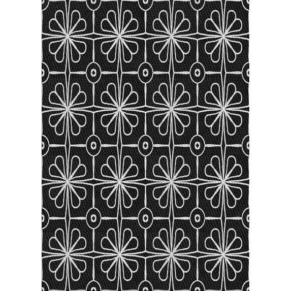 Ahgly Company Machine Washable Indoor Rectangle Transitional Night Black Area Rugs, 5' x 8'