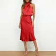 thumbnail image 3 of STETMN Women's Satin Dress Silky Elegant Halter Dress Bodycon Cocktail Party Dresses, 3 of 7