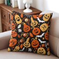 thumbnail image 3 of Set of 2 Vintage Style Halloween Linen Pillow Covers - Witch and Pumpkin Artwork Covers 18x18 inch throw pillow case Halloween gifts to friends,family, 3 of 6