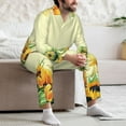 thumbnail image 7 of Naloa Sunflowers On A Yellow Background Men’s Pajamas Set - Long Sleeve Button Down Sleep Shirt and Pajama Bottoms Sleepwear Set-Medium, 7 of 7