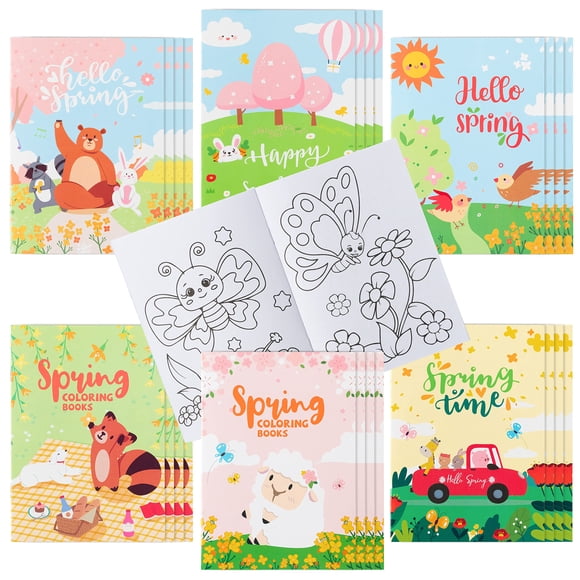 Libros para colorear WATINC Spring para niños, 24 unidades con 6 fundas