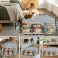 thumbnail image 6 of Christmas Round Area Rug 3 FT, Small Kitchen Bathroom Mat, Blue Snowman Xmas Winter Snowflake Black Plaid Washable Indoor Outdoor Throw Runner Carpet Doormat for Table Shower Sofa Entryway, 6 of 9