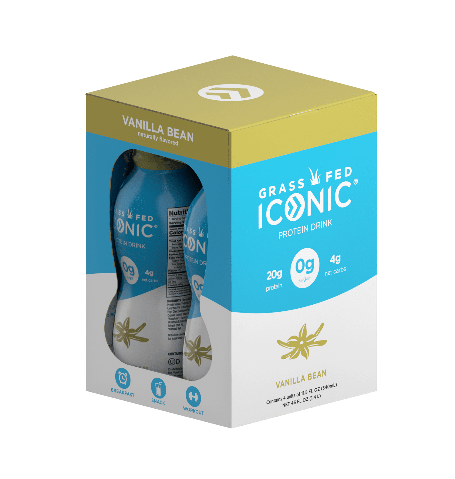ICONIC Protein RTD 4 Pack, 11.5oz, Vanilla Bean