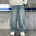 thumbnail image 6 of Gubotare Baggy Jeans for Boys Kids Boys Jeans Baggy Vintage Straight Leg Denim Cargo Pants Size 12-14 (Blue,12-14 Years), 6 of 9
