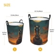 thumbnail image 3 of Balery Sunset Prairie Meditating Horse Cesta de ropa redonda con asas, impermeable, independiente, para ropa, juguetes, dormitorio y familia-Medium, 3 of 6