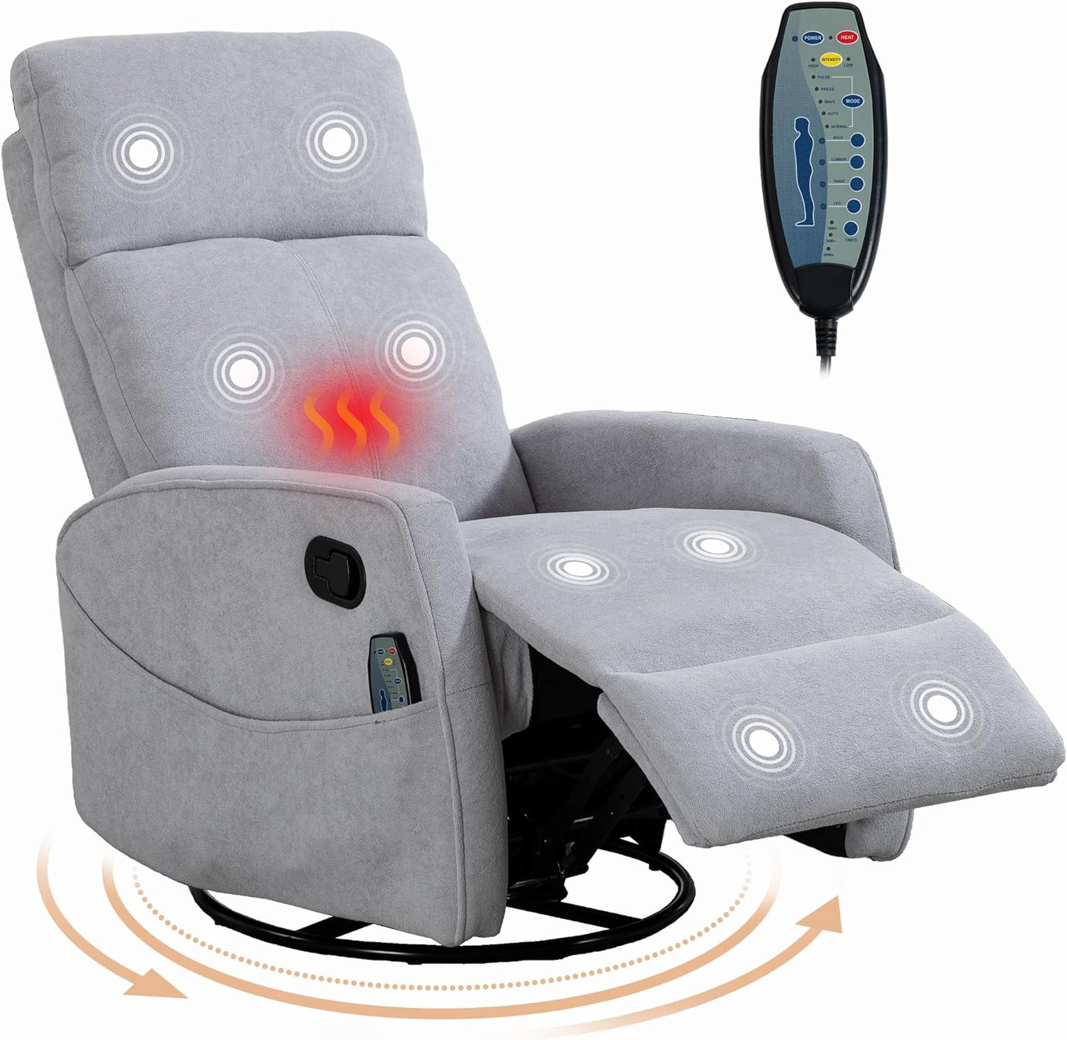 Manual Swivel Rocking Recliner for Adults, Small Plush Wall Hugger Reclining RV Chair, Glider Swivel Recliner Chair with Foot Rest for Nursery, Living Room and Small Places