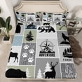 thumbnail image 2 of Manfei Camper Adventure Twin Sheet Set (3-Piece) Moose Deer Bear Compass Breathable Decor For Kids, 2 of 7