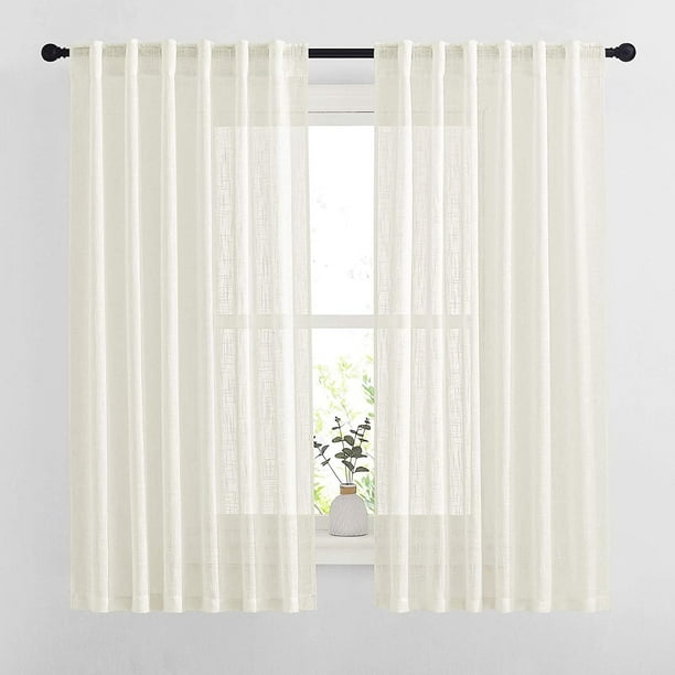 Semi Sheer Curtains 63 Inch Length For Bedroom Rod Pocket Back Tab Faux Linen Window Treatments Privacy With Light Filter Farmhouse Ds Living Room Natural 52 Width 1 Pair Semi Sheer Curtains 63 Inch Length For, Sheer Curtains Provide Privacy