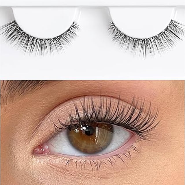 Pestañas postizas enrollables de la cámara Aspecto natural - Pestañas postizas naturales - Banda suave y fina transparente - Pestañas naturales