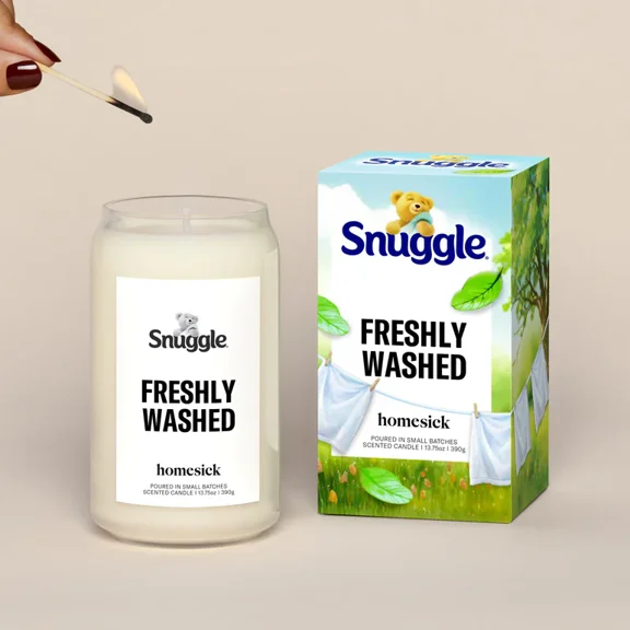 Homesick Premium Scented Candle, Snuggle Freshly Washed Candle, 13.75 oz, 60-80 Hour Burn, Gifts, Soy Blend Candle Home Decor, Wedding Gift