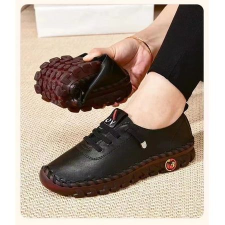 

New Women s Leather Soft Bottom Flat Shoes Handmade Beef Tendon Leisure Set of Feet Breathable Round Head Non-Slip Fall Shoes