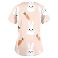 thumbnail image 5 of Women Scrub Top，Easter Scrub Tops Women Bunny Egg Hunt Print Medical Scrubs Top Stretchy V Neck Short Sleeve Nurse Uniforms，Light pink，XXXL, 5 of 5