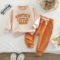 thumbnail image 2 of UAYOTSE Toddler Baby Boys 2 Piece Outfit Auntie's Little Man Letter Print Crewneck Sweatshirt Drawstring Jogger Pants Fall Winter Clothing Set Size 18-24 Months, 2 of 8