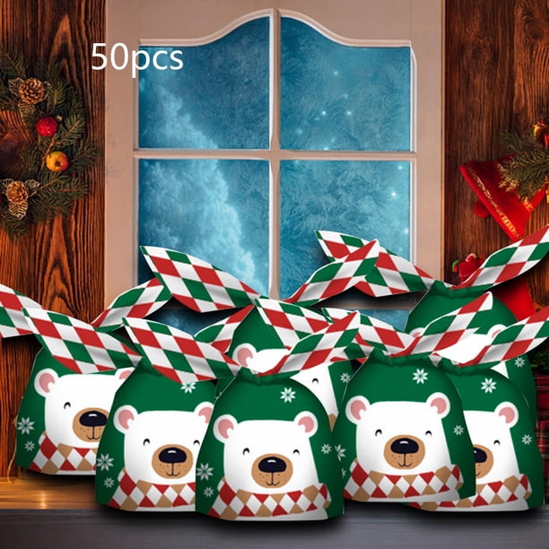 50 piezas de Bolsas de dulces de Navidad a granel Soledad verde con orejas de conejo