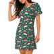 thumbnail image 2 of Balery Santa Hat Joy Green Festive Camisón de manga corta con cuello redondo para mujer, cómodo y elegante., 2 of 6