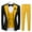 Yellow, variant on ETHAN Mens Slim Suits Plaid 3 Pieces Polyester for Wedding Business Party Jacket Vest Pants Navy XS