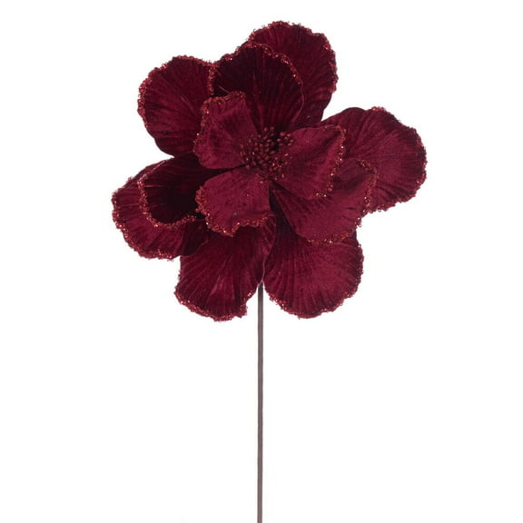 20" Burgundy Magnolia 10" Flower 3/Bag